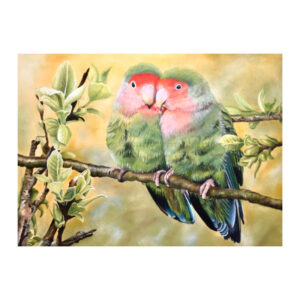 Kunstdruck Lovebirds, Rosenköpfchen