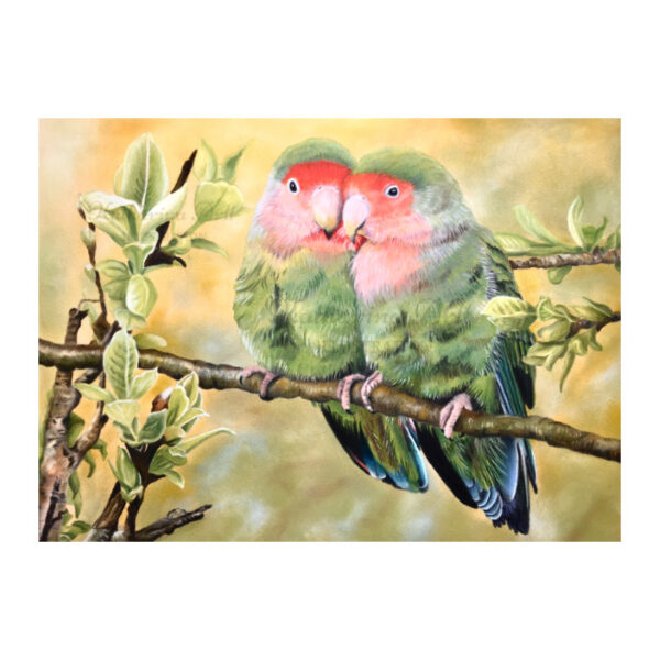 Kunstdruck Lovebirds, Rosenköpfchen