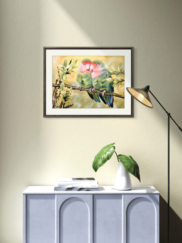 Kunstdruck Lovebirds, Rosenköpfchen – Bild 3