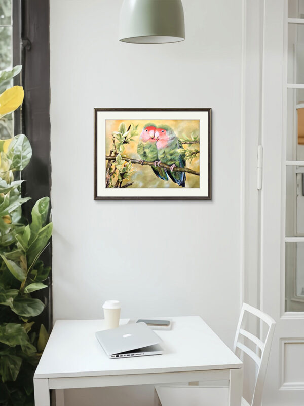 Kunstdruck Lovebirds, Rosenköpfchen – Bild 4