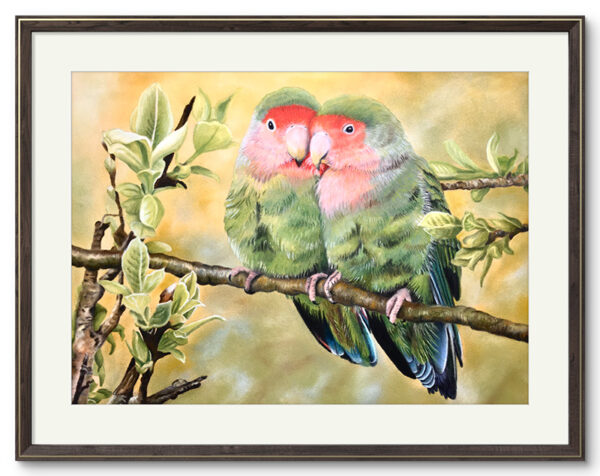Kunstdruck Lovebirds, Rosenköpfchen – Bild 2