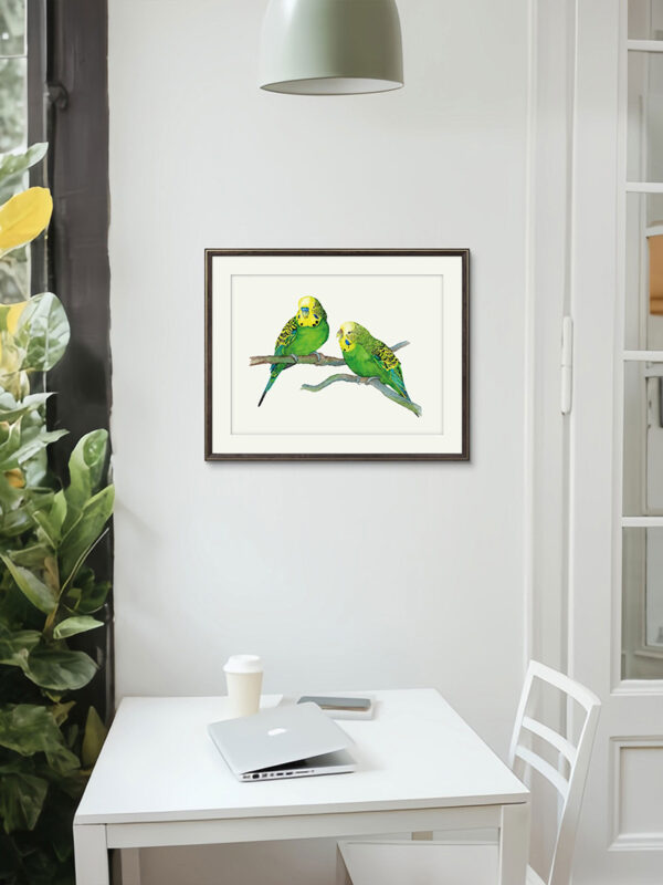 Kunstdruck Wellensittichpaar – Bild 4